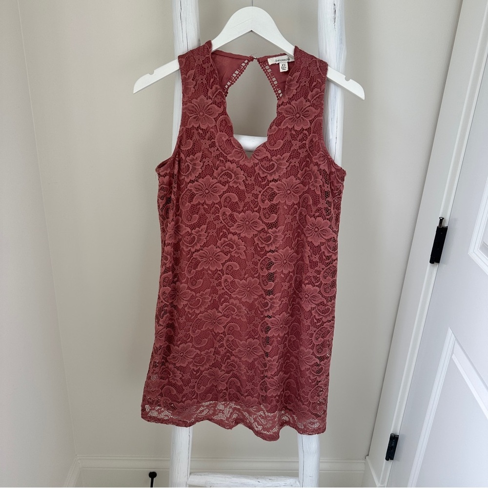 Francesca's Collections Lace Mini Dress in Dusty Rose Size XS